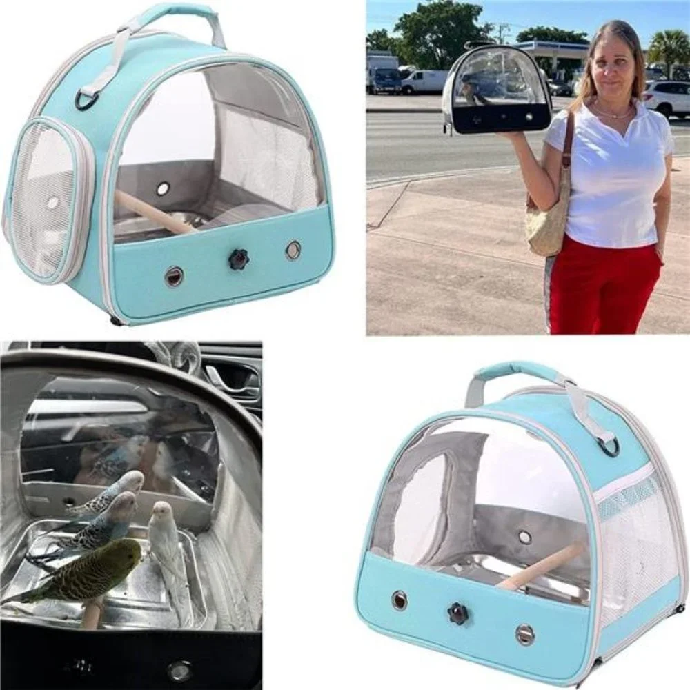 Small Bird Travel Cage Carrier, Portable Small Bird Parrot Parakeet Carrier